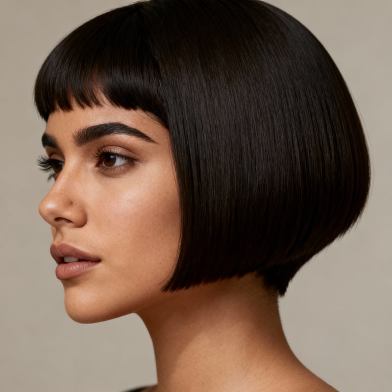 fine hair pixie bob haircut on straight hair, low version.