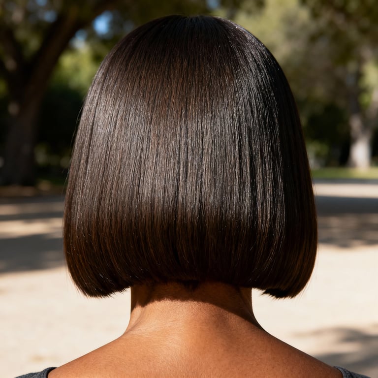 bob hair cut on straight hair, low version.