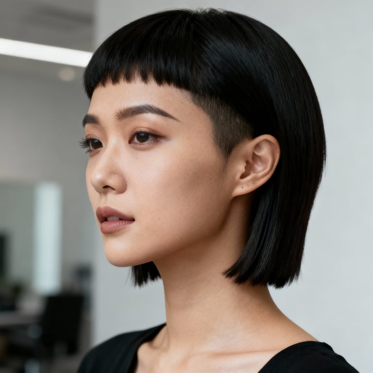 mixie pixie mullet on straight hair, low version.