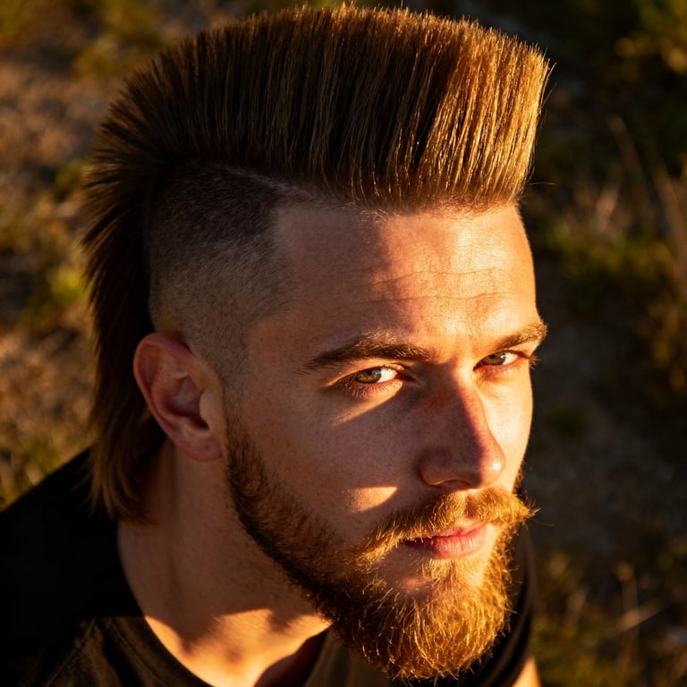 Mid Burst Fade Mullet Wavy