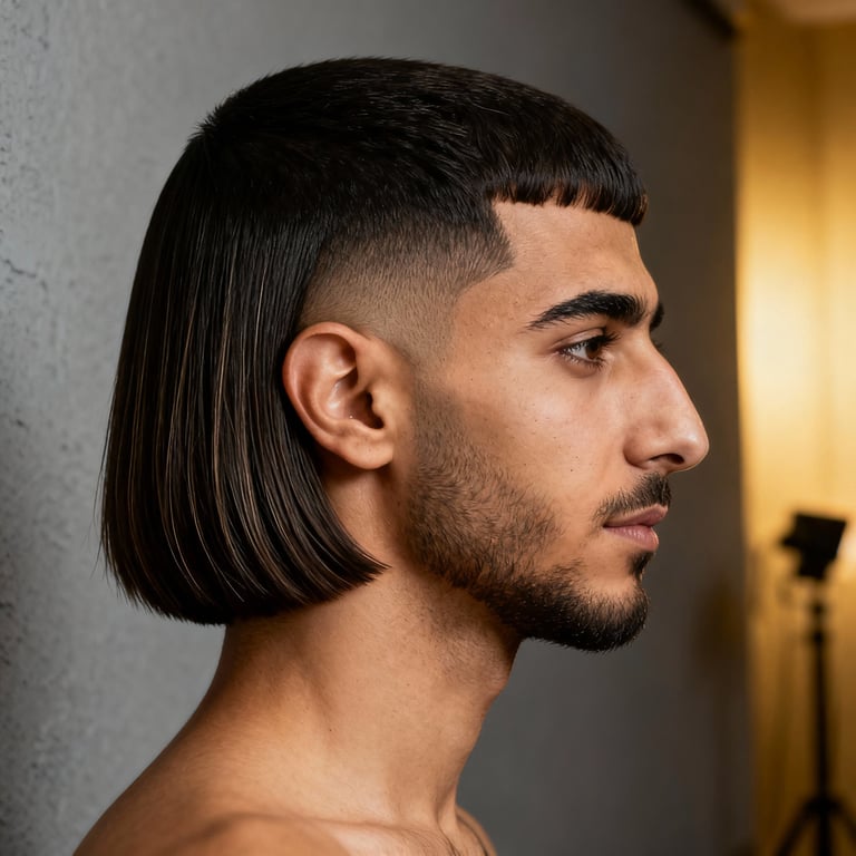 hime cut on straight hair, low version.