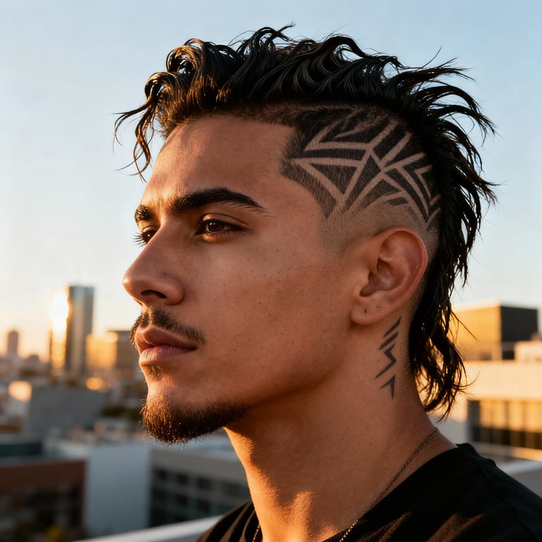 Burst Fade Mullet Straight Hair