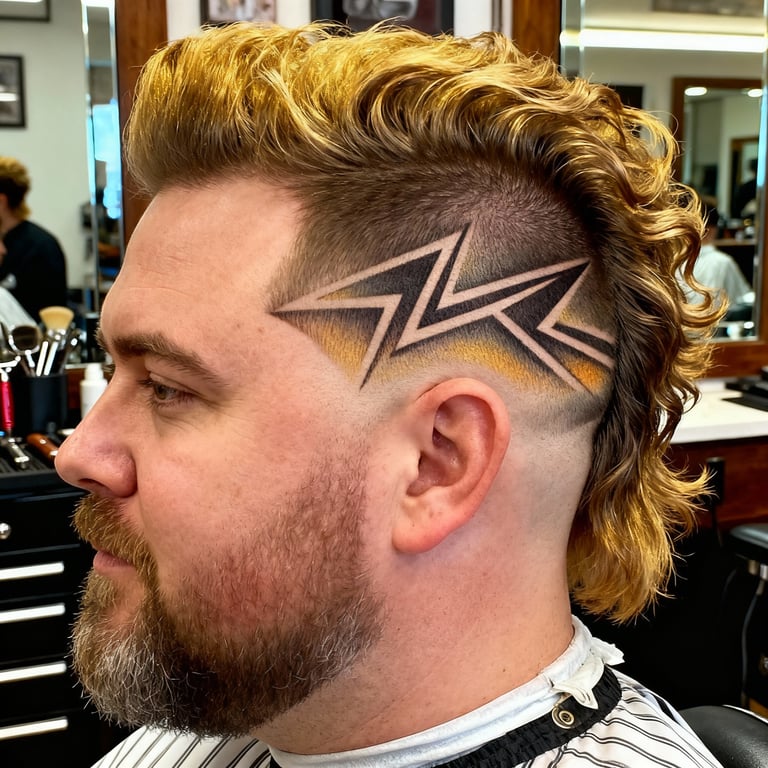 High Burst Fade Mullet Curly