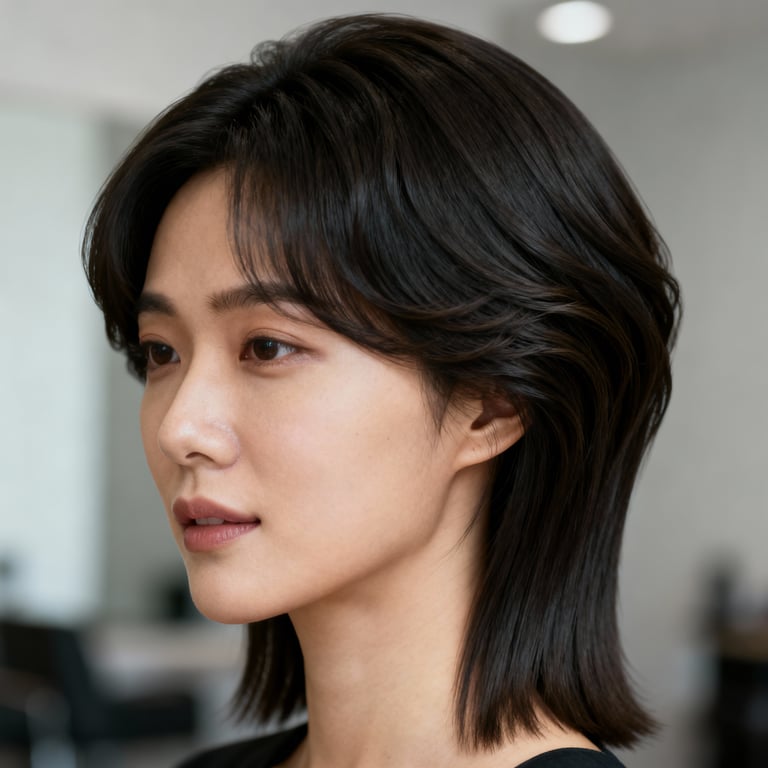 butterfly haircut for long hair on straight hair, low version.