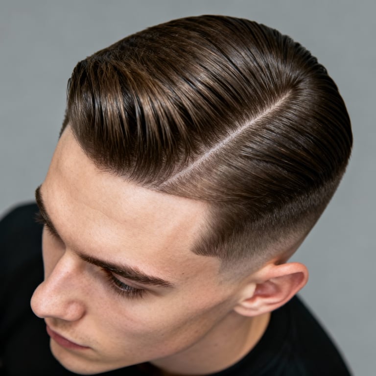 slick back on straight hair, low version.