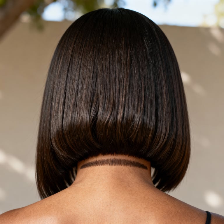 hime cut on straight hair, low version.