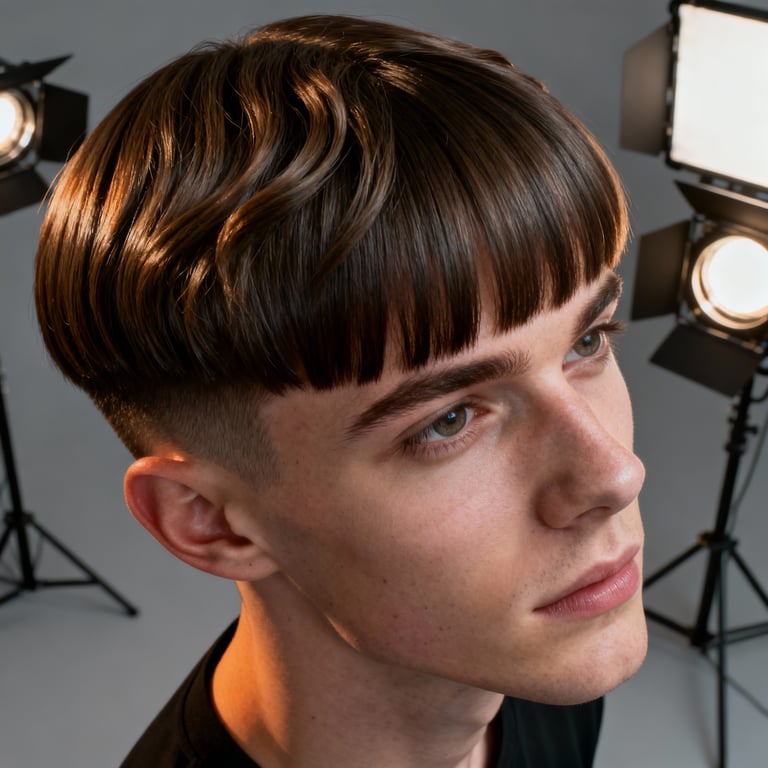 curtain bangs on straight hair, low version.