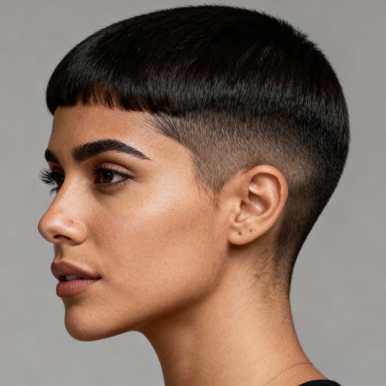 classic crew cut on straight hair, low version.