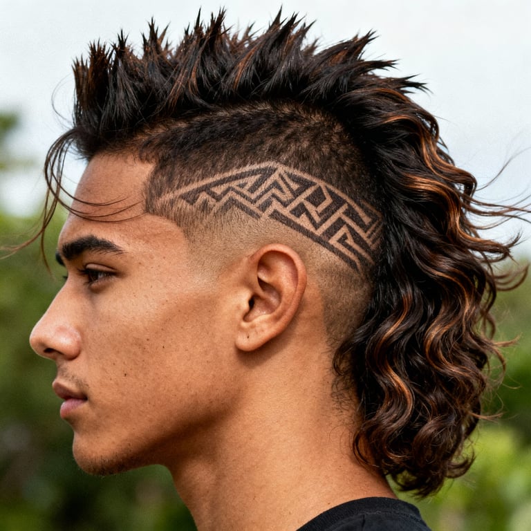 Mid Burst Fade Mullet