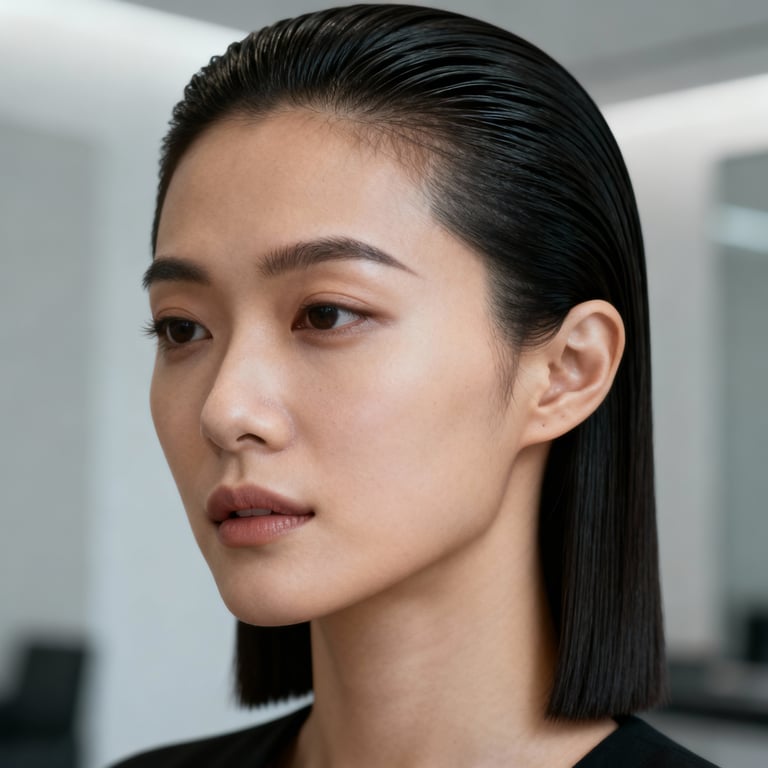 slick back hair on straight hair, low version.