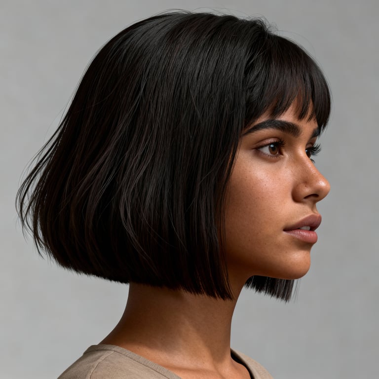 hime cut on straight hair, low version.