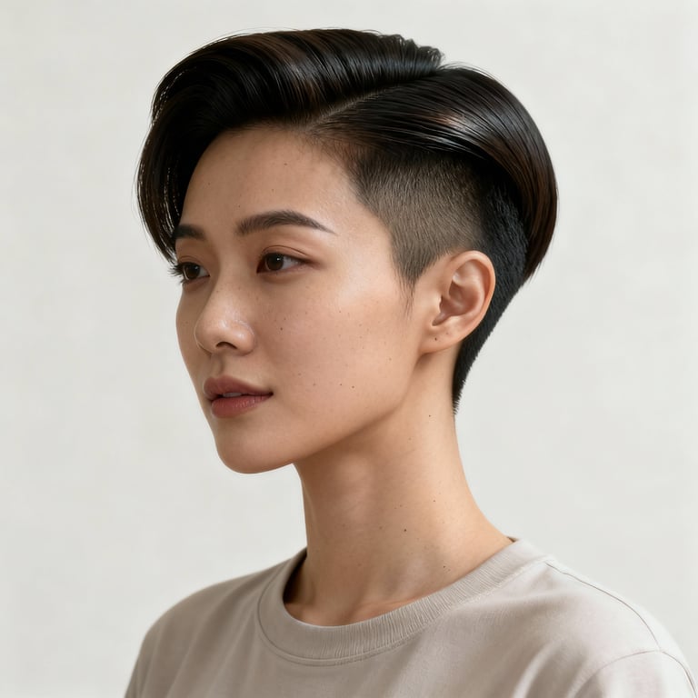 pompadour on straight hair, low version.
