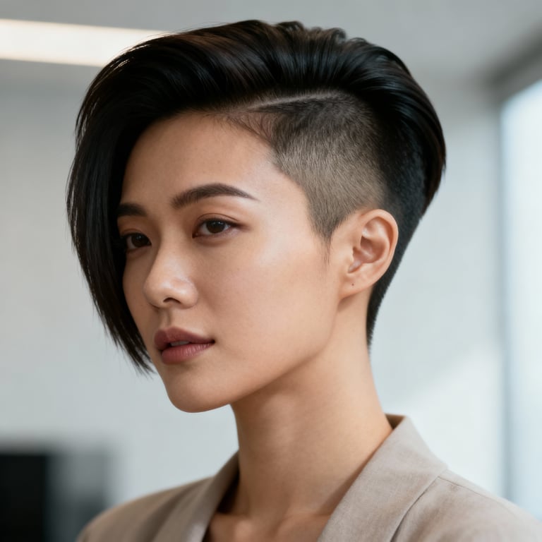 quiff hair on straight hair, low version.