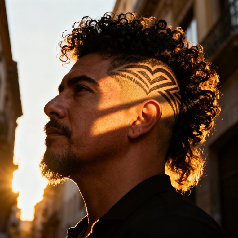 High Burst Fade Mullet Curly