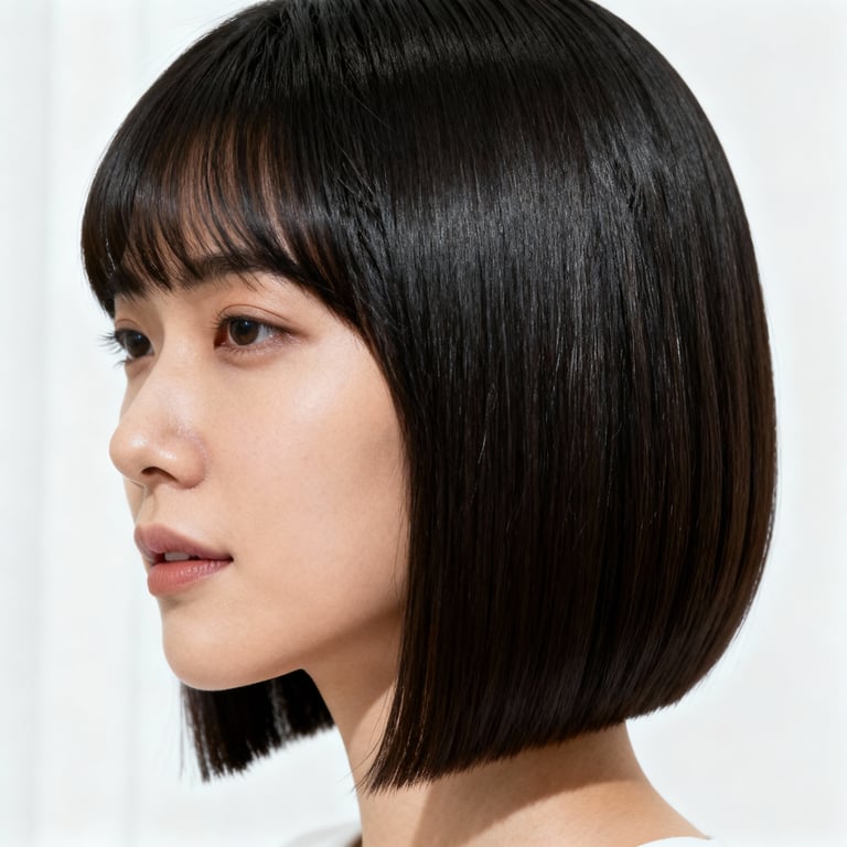 u shape hair cut on straight hair, low version.