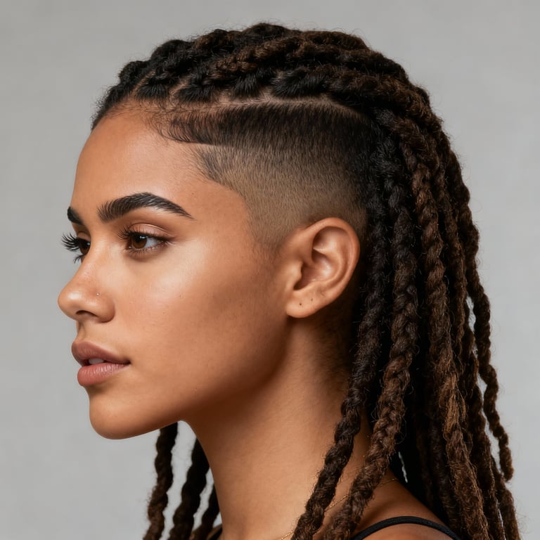 island twists on straight hair, low version.