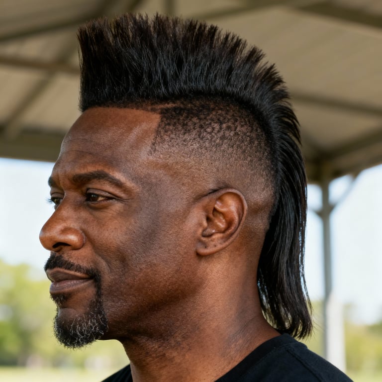 faux hawk mullet on straight hair, low version.