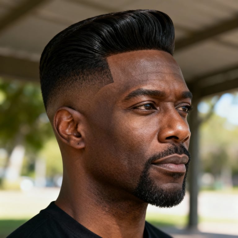 pompadour hair on straight hair, low version.