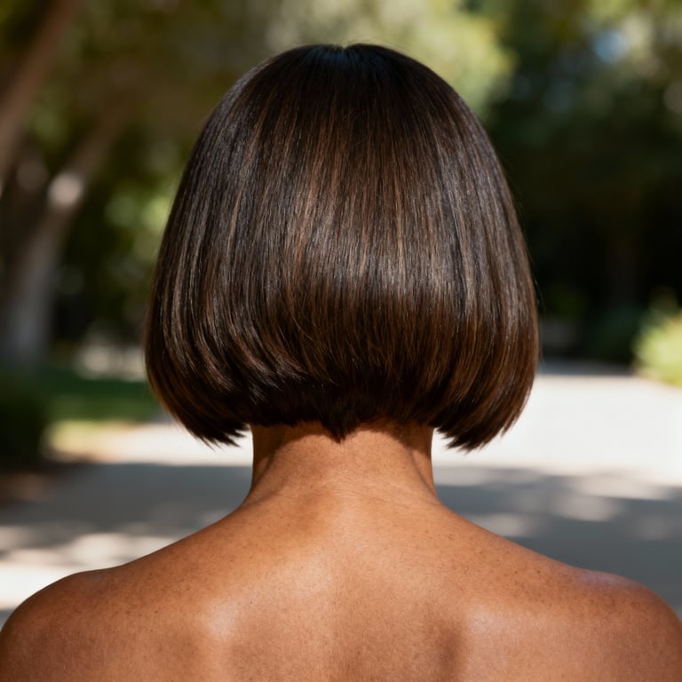 feathered haircut on straight hair, low version.