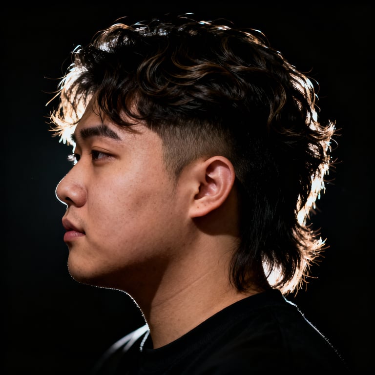 Burst Fade Mullet Wavy Hair