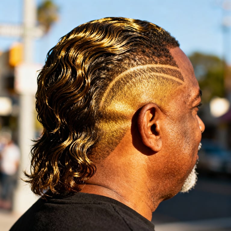 Burst Fade Mullet Wavy Hair
