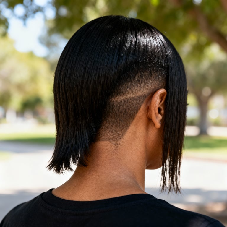 burst fade mullet on straight hair, low version.