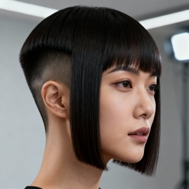 undercut haircut on straight hair, low version.