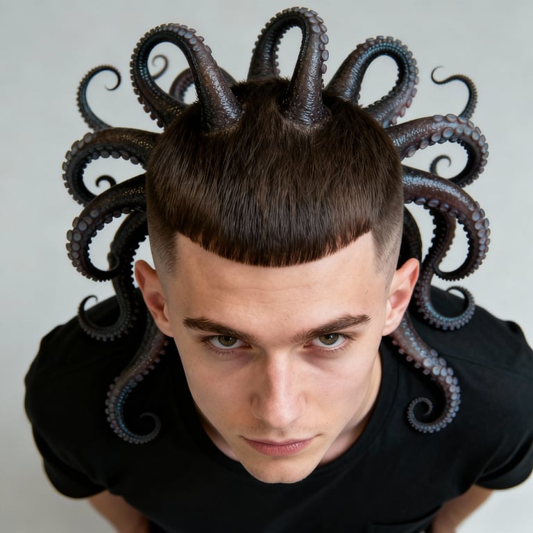 octopus haircut on straight hair, low version.