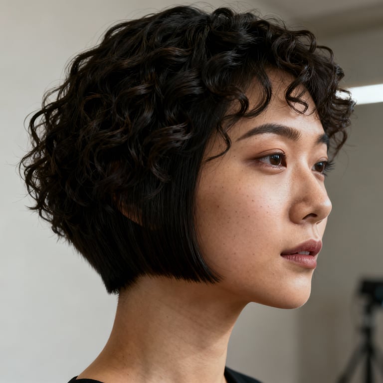 short curly hair on curly hair, low version.