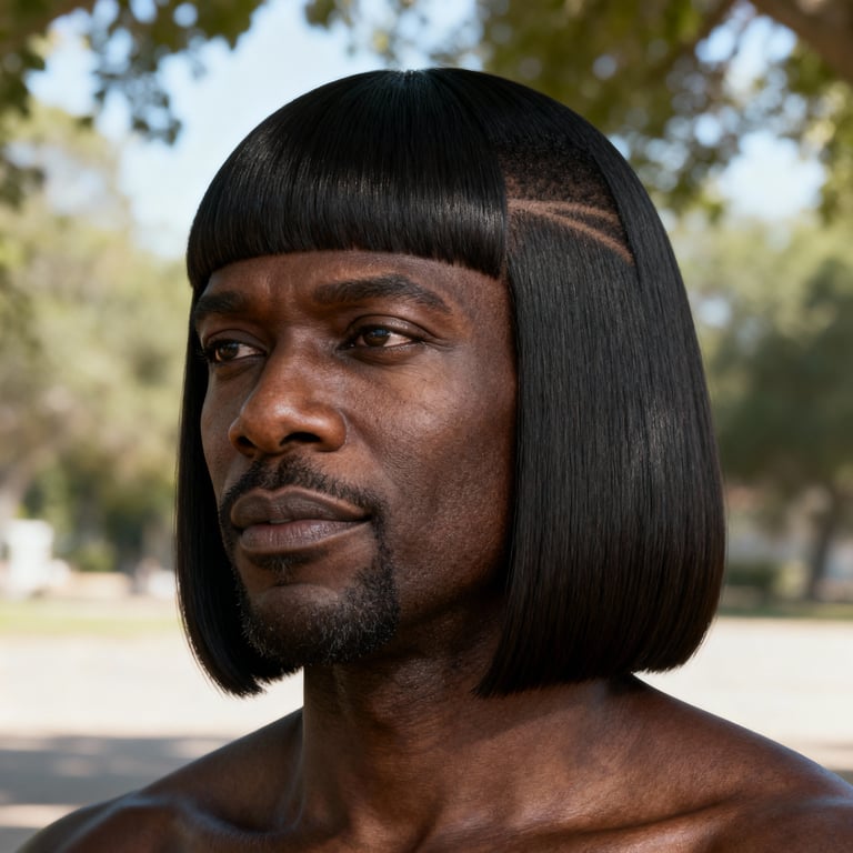 blunt cut bob on straight hair, low version.