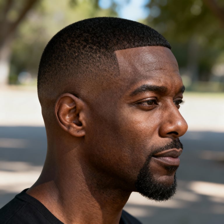 4 guard buzz cut on straight hair, low version.