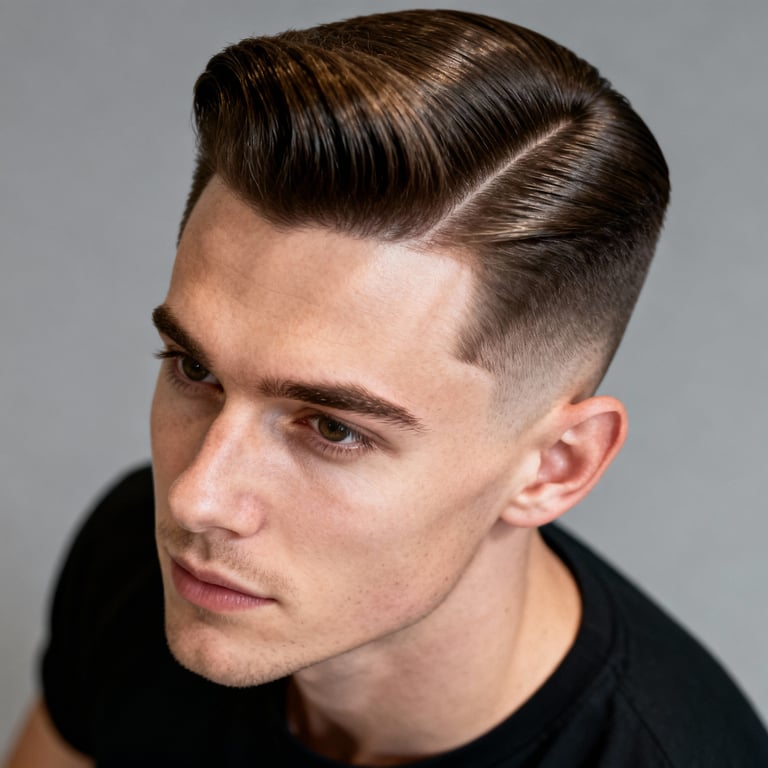 pompadour on straight hair, low version.