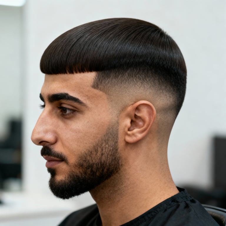 blunt cut on straight hair, low version.