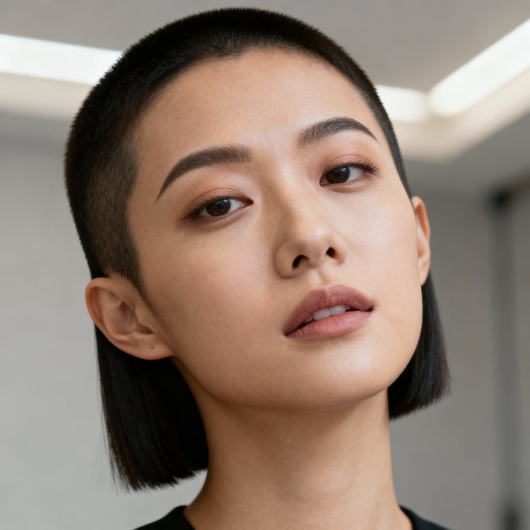 crew cut on straight hair, low version.