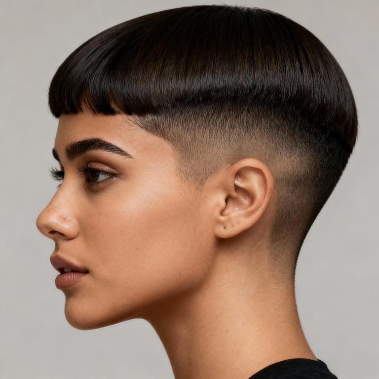 crew cut haircut on straight hair, low version.