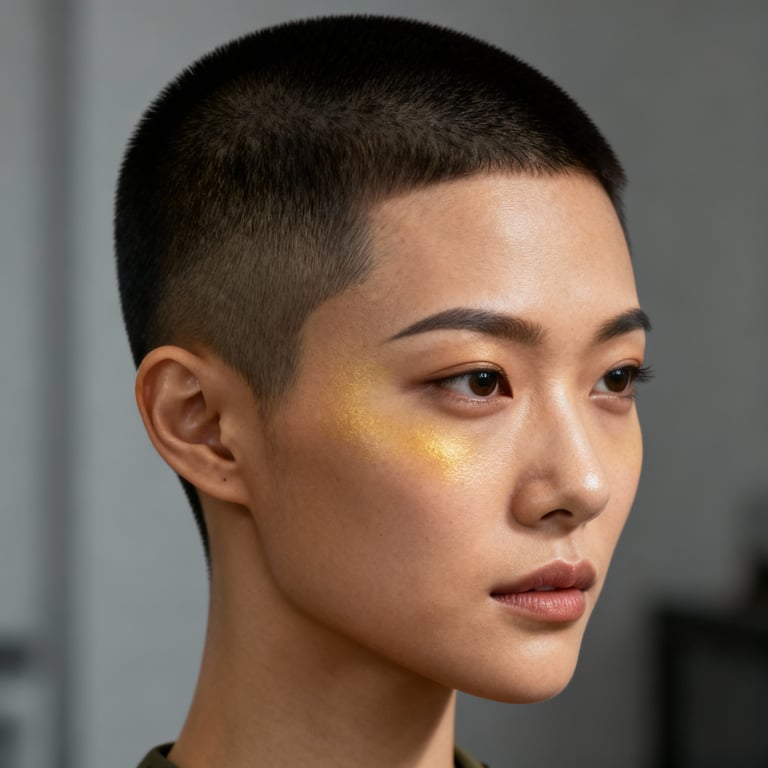 military high and tight haircut on straight hair, high version.