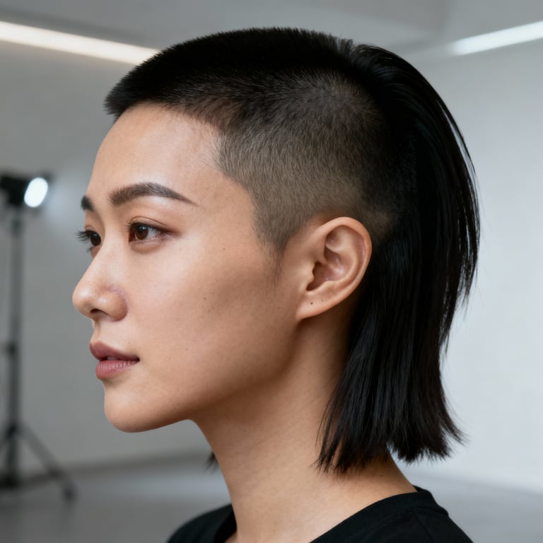 mullet haircut men on straight hair, low version.