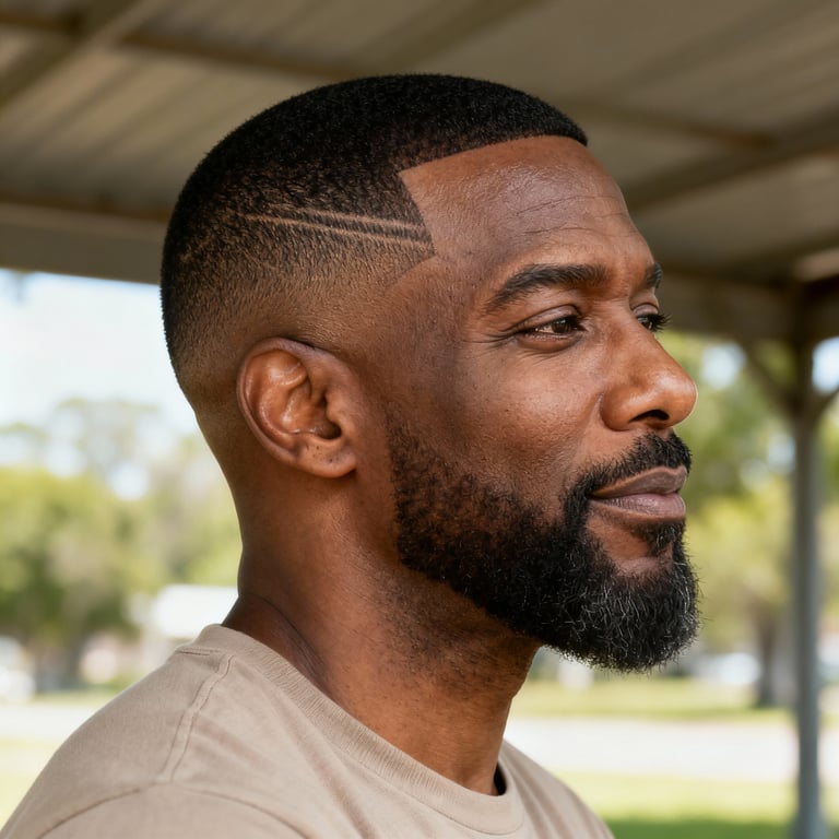 crew cut fade on straight hair, low version.