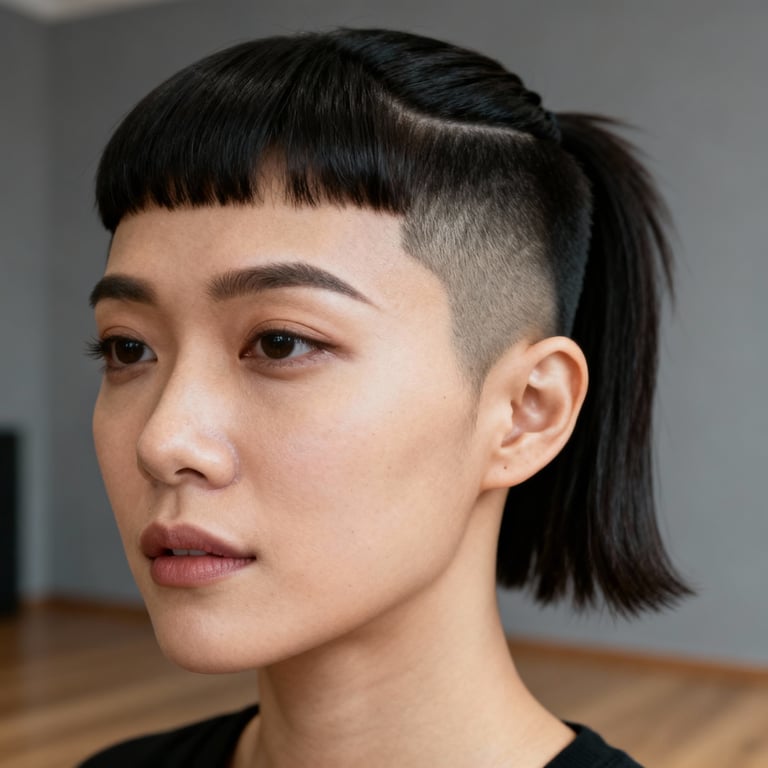 mullet fish on straight hair, low version.