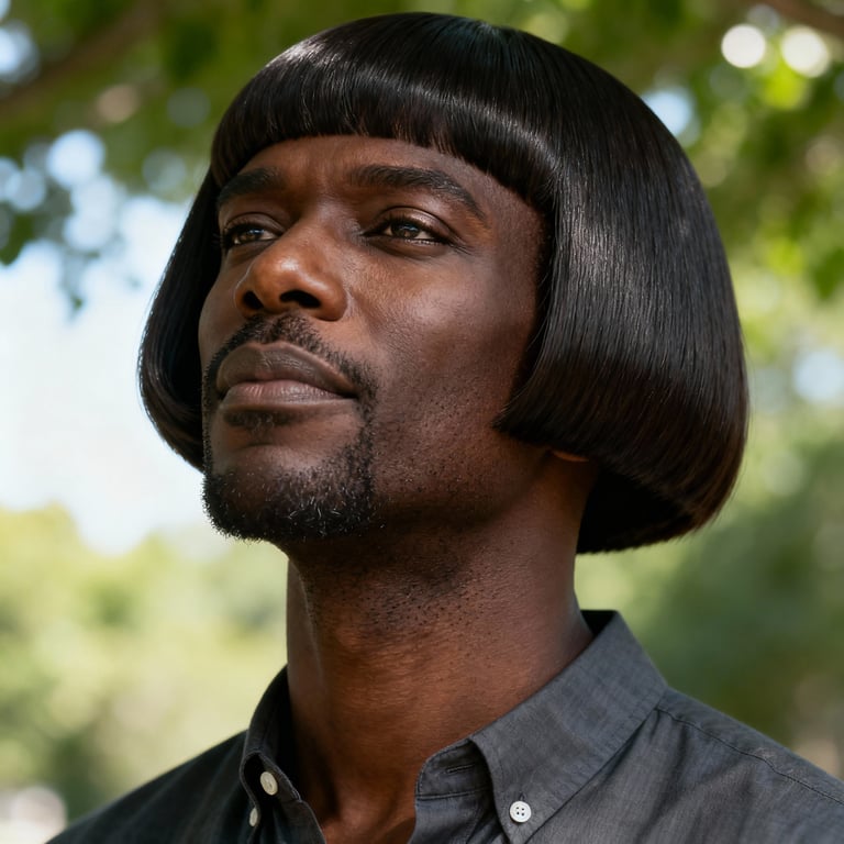 pageboy haircut female on straight hair, low version.