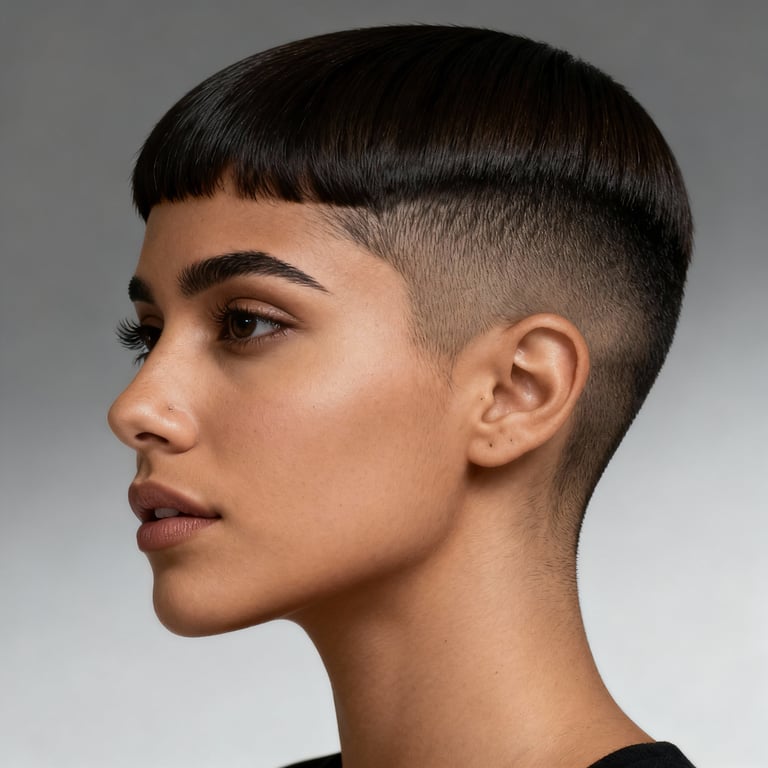 crew cut men on straight hair, low version.