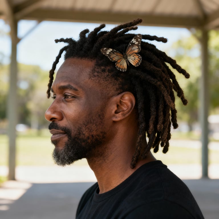 butterfly locs on straight hair, low version.