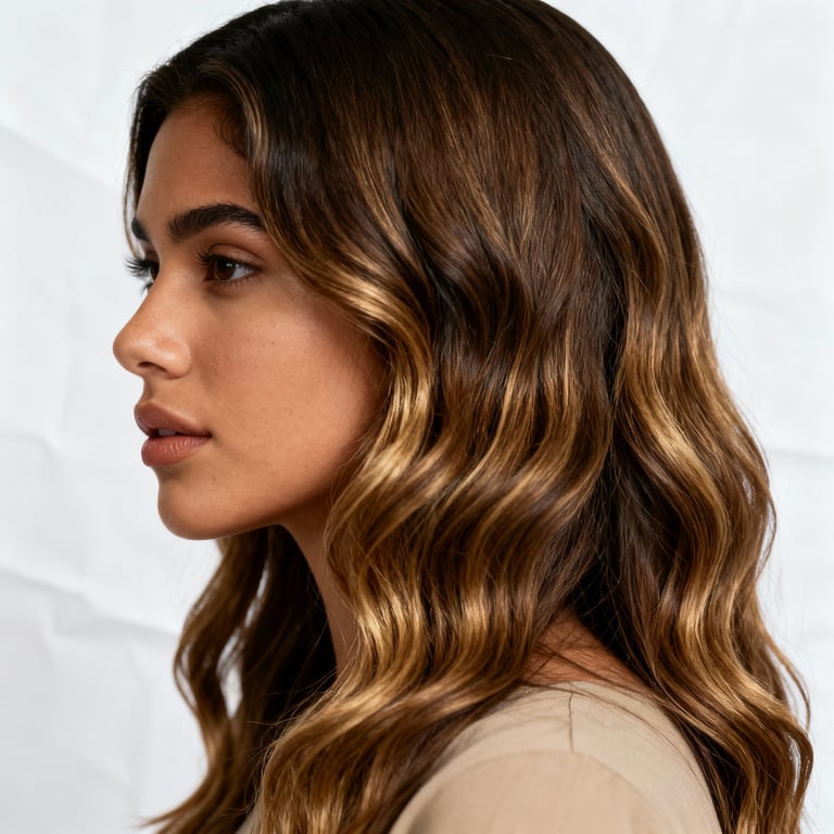 long wavy hair on wavy hair, low version.