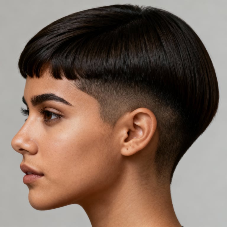 mixie cut on straight hair, low version.