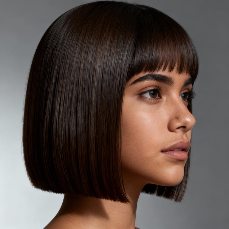 fine hair shoulder length bob on straight hair, low version.