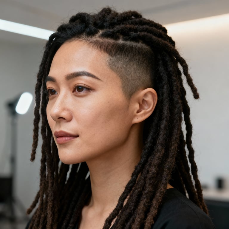 soft locs on straight hair, low version.