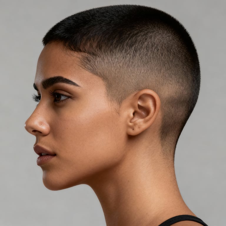 10 guard buzz cut on straight hair, low version.