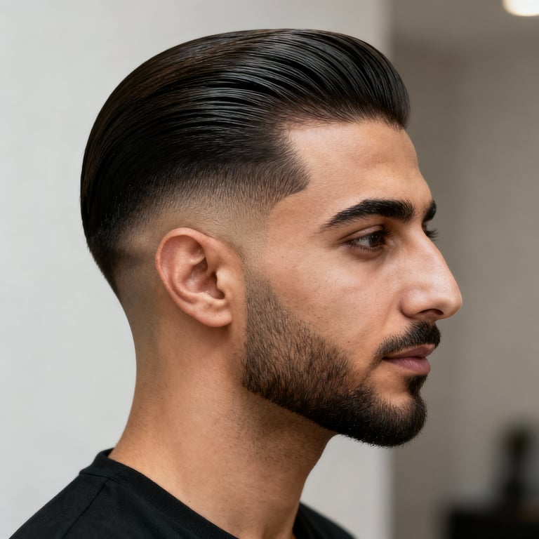 slick back on straight hair, low version.