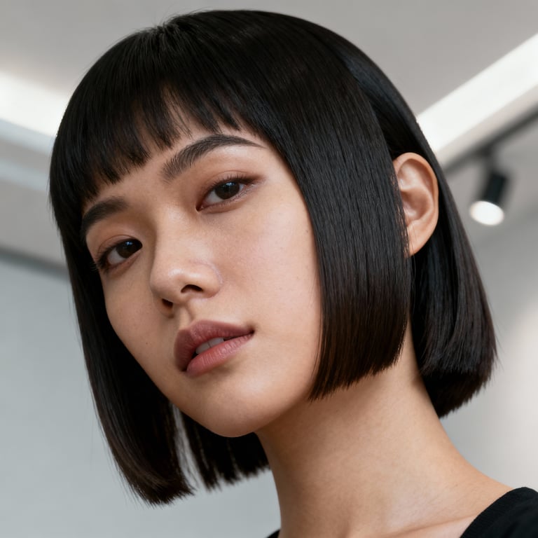 mullet haircut on straight hair, low version.