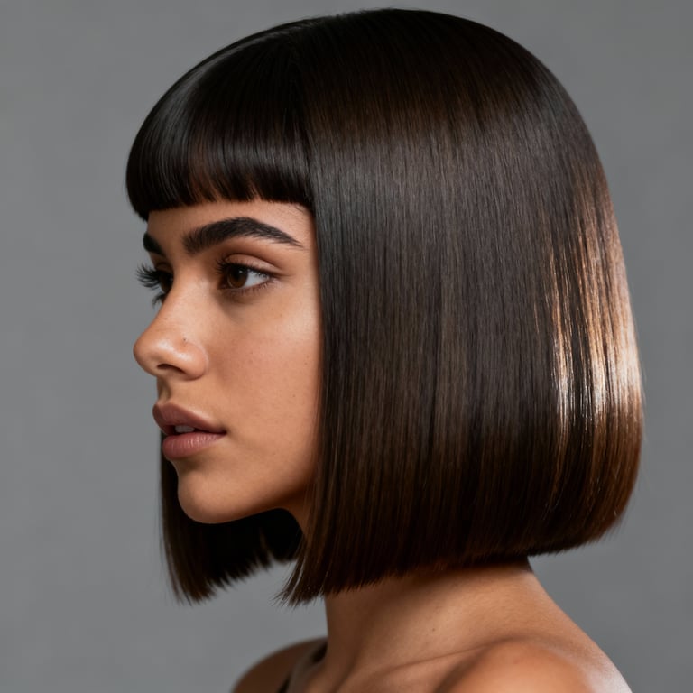 two block middle part on straight hair, mid version.